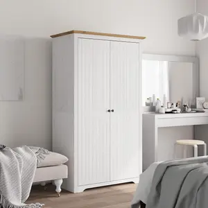 Wardrobe BODO White and Brown 101x52x176.5 cm Solid Wood Pine