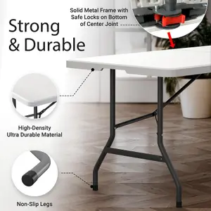 1.8M White Lightweight Folding Picnic Table