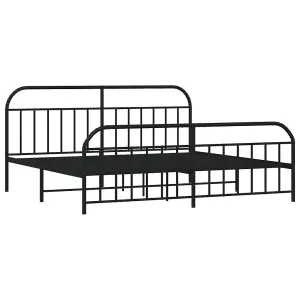 Berkfield Metal Bed Frame with Headboard and Footboard Black 200x200 cm