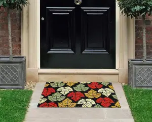 Coco&Coir Natural Coir Eco-Friendly Indoor Outdoor Entrance Leaves design Entrance Door Mat 45 x 75 cm MAPLE RAIN