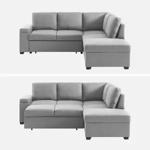 sweeek. 3-seater corner sofa bed with footstool Carl Light Grey 223x83x89 cm