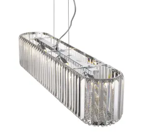 Luminosa Spring 6 Light Small Ceiling Pendant Chrome, Clear with Crystals, G9