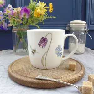 Spring Flower And Bees Bone China Mug