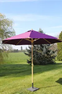 Large Hardwood Garden Parasol Umbrella - 3M Wide - (Purple)