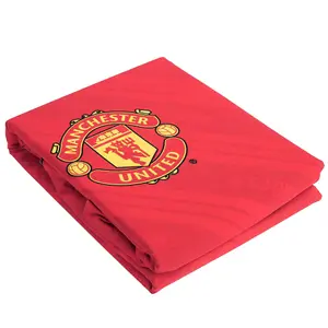 Manchester United FC Core Stripe Duvet Cover Set Red/Black (Double)