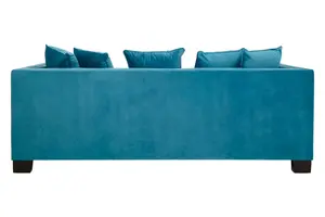 Sofia 3 Seater Cyan Blue Velvet Sofa