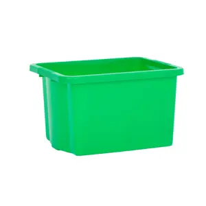 Wham 4x Stack & Store 24L Mixed Colour Plastic Storage Boxes. Home, Office, Classroom, Playroom, Toys, Books. L42 x W32 x H25cm