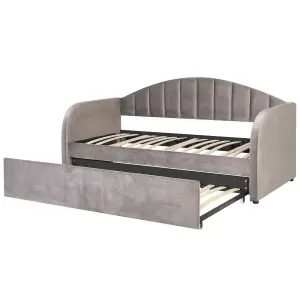 Velvet EU Single Trundle Bed Grey EYBURIE