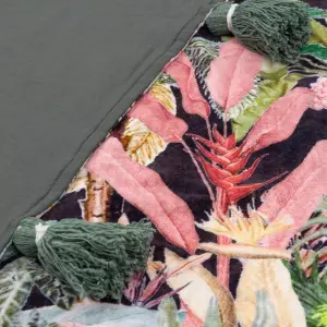 Wylder Tropics Midnight Jungle Cotton Velvet Tasselled Throw