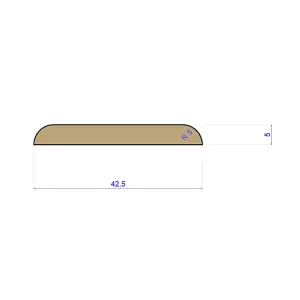 Solid Oak Flat Strip 43x5mm - 0.9m Length - Lacquered