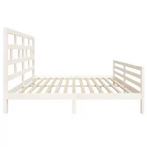 Berkfield Bed Frame White Solid Wood 180x200 cm 6FT Super King