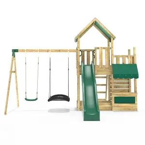 Rebo Modular Wooden Climbing Frame Adventure Playset - M3 plus Shop & Double Swing