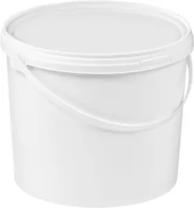 Plastic Buckets Tubs White Transparent Tamper Evident Lids  100 buckets 5L