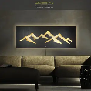 MA02 Handmade Landscape & Nature Wall Decor Walnut Black/Gold