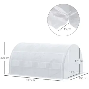 Outsunny 4 x 3 x 2 m Polytunnel Greenhouse Pollytunnel Tent w/ Steel Frame White