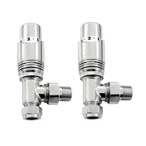 Pair of Angled Chrome Thermostatic Radiator Valves