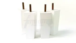 4 x SOLID WOOD FURNITURE FEET 100mm HIGH REPLACEMENT FURNITURE LEGS SOFAS CHAIRS STOOLS M8 White