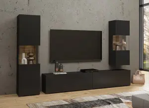 Modern & Spacious Ava 09 Entertainment Unit H300mm W1800mm D350mm in Chic Black