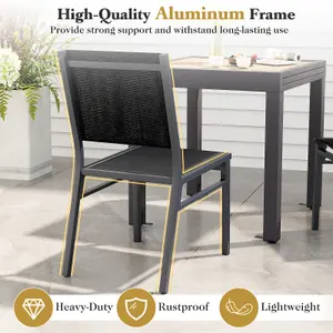 Costway Outdoor Dining Chairs Patio Armless Chair Lightweight Metal Chair