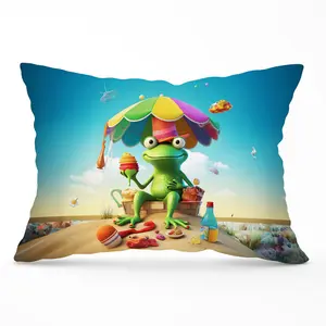 Frog On A Beach Holiday Cushions 33cm x 48cm