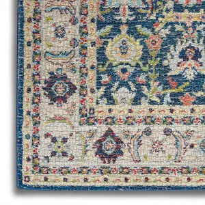 Navy/Multicolor Luxurious Traditional Persian Easy to Clean Floral Rug For Dining Room Bedroom And Living Room-122cm X 183cm