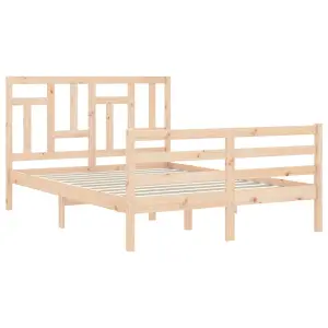 Berkfield Bed Frame with Headboard Small Double Solid Wood