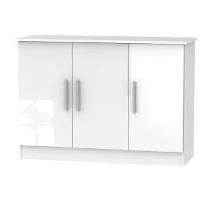 Trent 3 Door Sideboard in White Gloss (Ready Assembled)