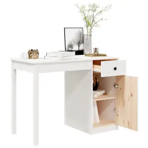 Berkfield Desk White 100x50x75 cm Solid Wood Pine