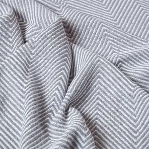 Homescapes Cotton Halden Chevron Grey Throw, 225 x 255 cm