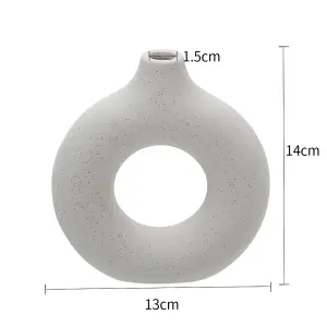 White Nordic Style Round Ceramic Vase Home Decor 13x14cm