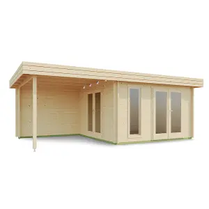 Lasita Anders Summer House with Veranda - 6.3m x 3.6m - Log Cabin with Canopy Area Double Glazed