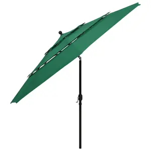 Berkfield 3-Tier Parasol with Aluminium Pole Green 3.5 m