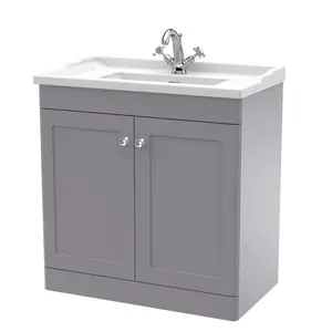 Classique 800mm Double Bathroom Vanity with Vanity Top Satin Gray