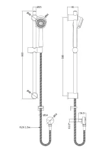 Thermostatic Bath Shower Mixer Tap & Multi Function Handset Slide Rail Kit Bundle - Chrome - Balterley