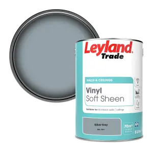 Leyland Trade Vinyl Soft Sheen Walls & Ceilings Emulsion Paint Silver Grey (RAL 7001) - 5L