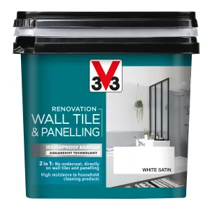 V33 Renovation White Satinwood Wall tile & panelling paint, 750ml