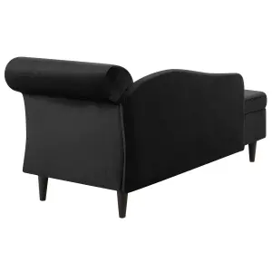 Right Hand Velvet Chaise Lounge Black LUIRO