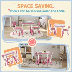 AIYAPLAY 3 Pcs Height Adjustable Kids Table and Chair Set for Playroom - Pink