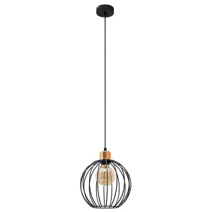 Luminosa Mercure Wire Frame Pendant Ceiling Light Black, Copper 24cm