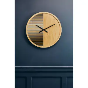 Interiors By Premier Easily Maintained Large Wooden Wall Clock, Large Wood Dial Clock In Kitchen, Contemporary Large Wall Clock