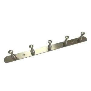 Nickel effect Steel 5 Hook rail, (L)327mm (H)25mm