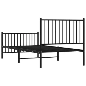 Berkfield Metal Bed Frame with Headboard and Footboard Black 90x200 cm