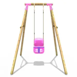 Rebo Wooden Garden Swing Set with Baby Seat - Pluto Pink