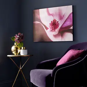 Metallic Plum Petals Printed Canvas Floral Wall Art