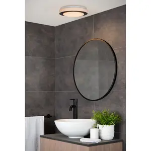 Lucide Dimy Modern Flush Ceiling Light Bathroom 28,6cm - LED Dim. - 1x12W 3000K - IP21 - 3 StepDim - Black