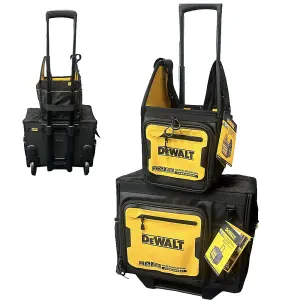 Dewalt Pro Rolling Wheeled Tool Bag Case Soft Storage Stackable + 11" Tote Bag