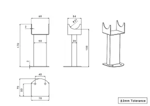 Right Radiators Pair of Anthracite Floor Mounting Feet for Oval Column Designer Radiator