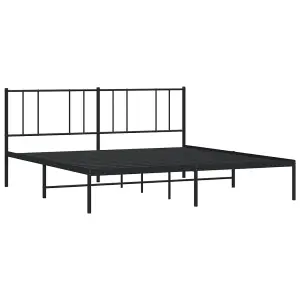 Berkfield Metal Bed Frame with Headboard Black 200x200 cm