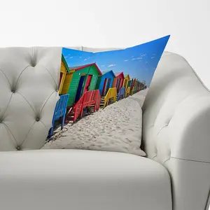 Beach Huts At Muizenberg Beach Cushions 60cm x 60cm