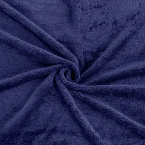 Sherpa Fleece Throw Blanket Navy / 150cm W x 200cm L